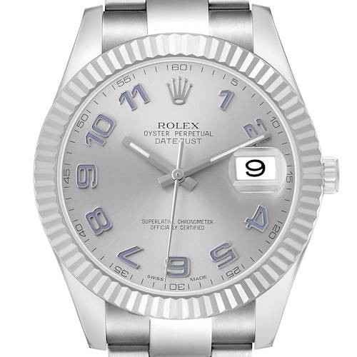 Photo of Rolex Datejust II 41 Steel White Gold Blue Numerals Mens Watch 116334