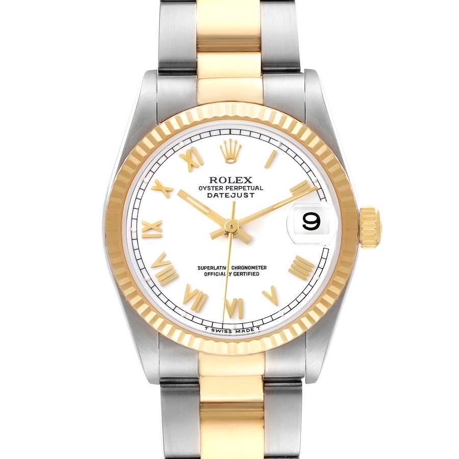 Rolex Datejust Midsize 31mm Steel Yellow Gold White Dial Ladies Watch 78273 SwissWatchExpo