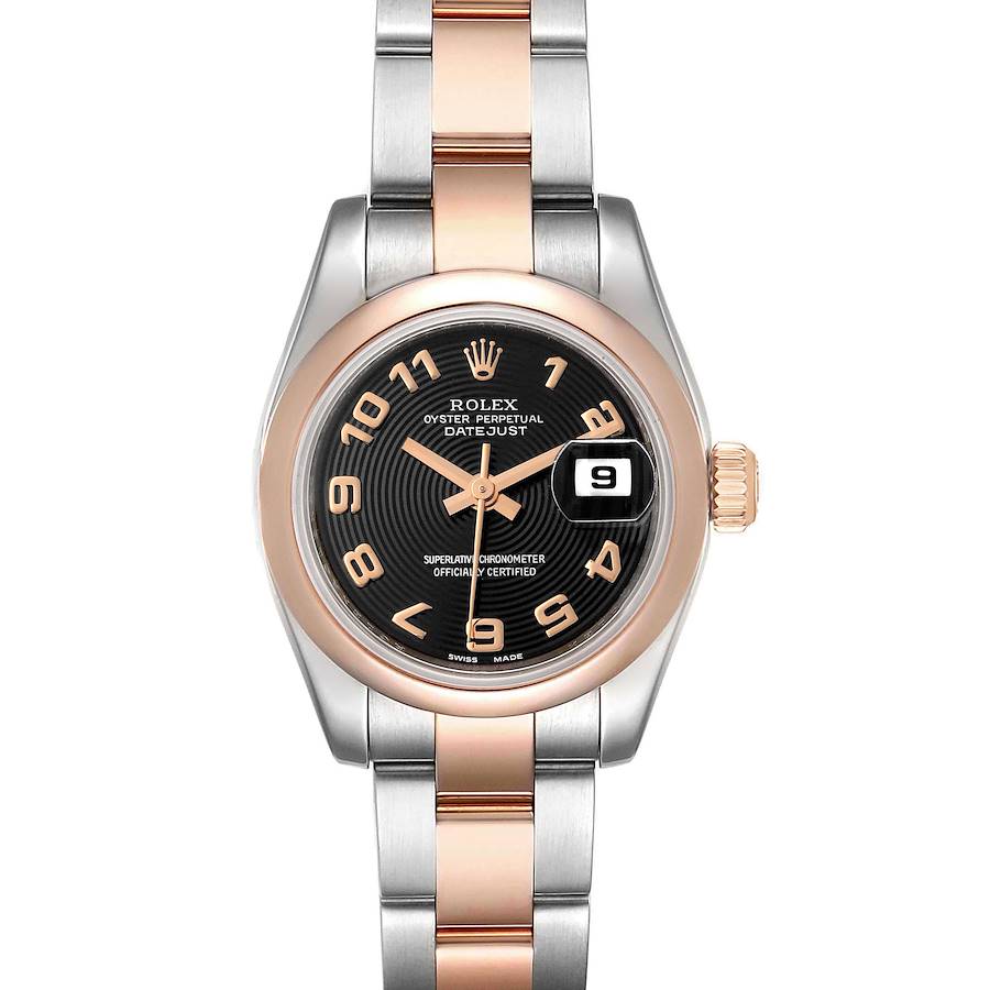 Rolex Datejust Steel Rose Gold Black Concentric Dial Ladies Watch 179161 SwissWatchExpo