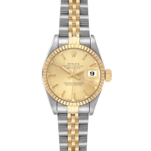 Photo of Rolex Datejust Steel Yellow Gold Champagne Dial Ladies Watch 69173