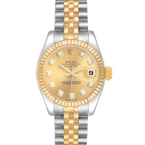 Photo of Rolex Datejust Steel Yellow Gold Diamond Dial Ladies Watch 179173
