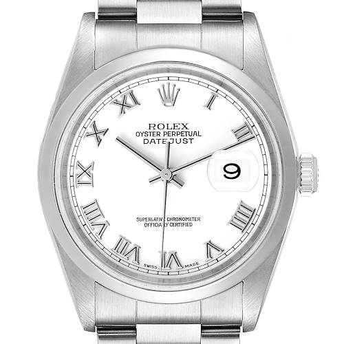 Photo of Rolex Datejust White Roman Dial Steel Mens Watch 16200