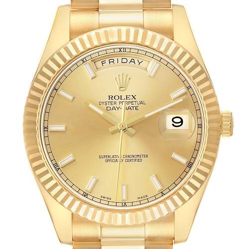 Photo of Rolex Day-Date II 41 President Yellow Gold Champagne Dial Watch 218238