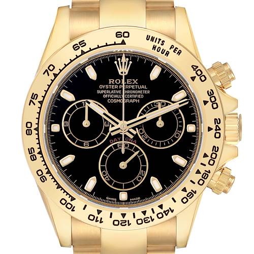 Photo of Rolex Daytona Yellow Gold Black Dial Mens Watch 116508 Box Card