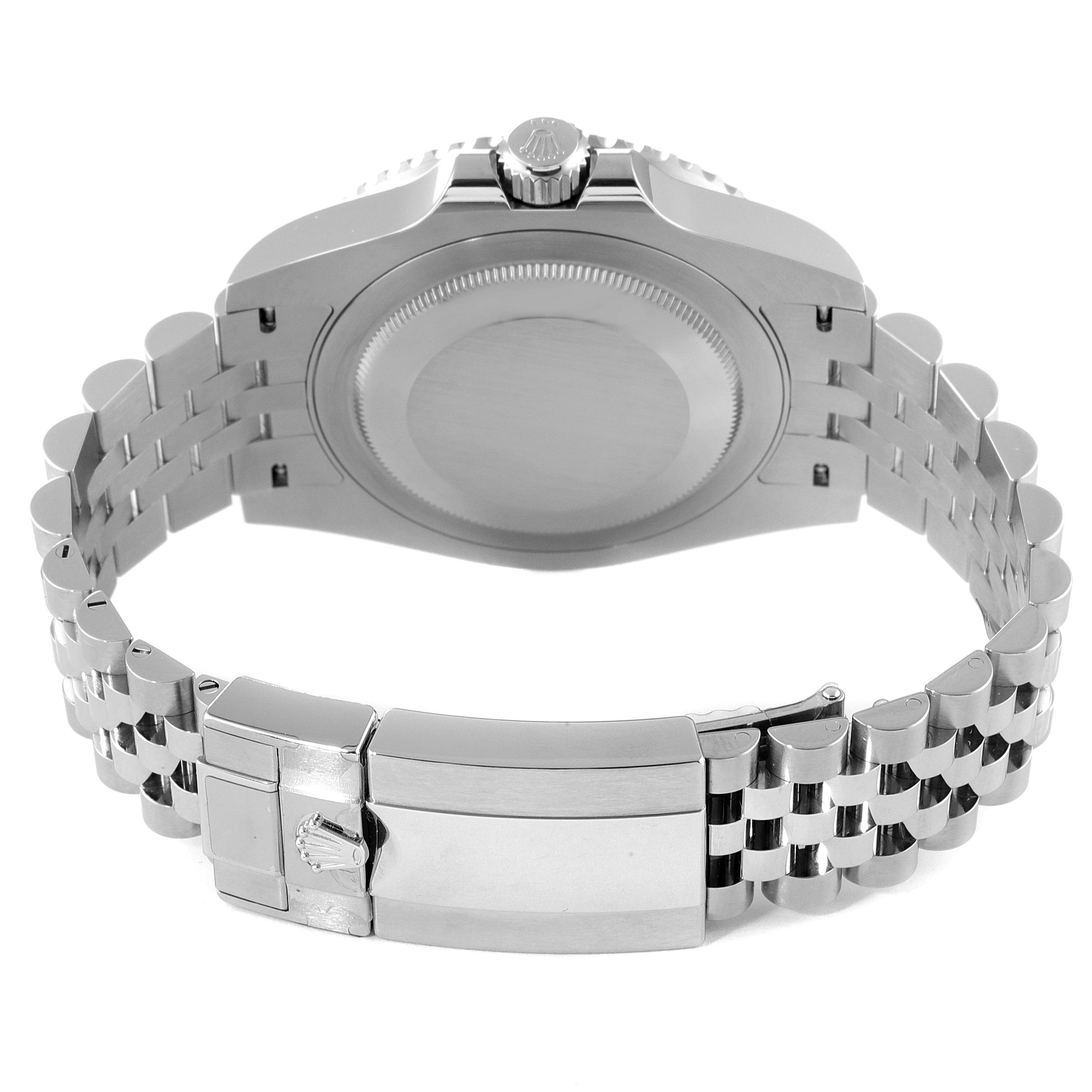 The image shows the back case, bracelet, and clasp of a Rolex GMT-Master 126710 Men
s Stainless Steel Black Dial 126710 Men
s Stainless Steel Black Dial watch from a rear angle.