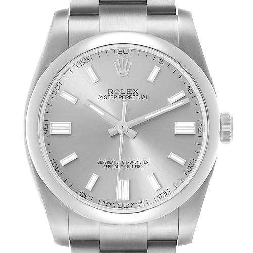 Photo of Rolex Oyster Perpetual 36 Smooth Bezel Dial Steel Mens Watch 116000 Box Card