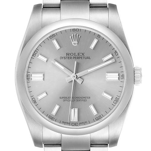 Photo of Rolex Oyster Perpetual 36 Smooth Bezel Dial Steel Mens Watch 116000 Card