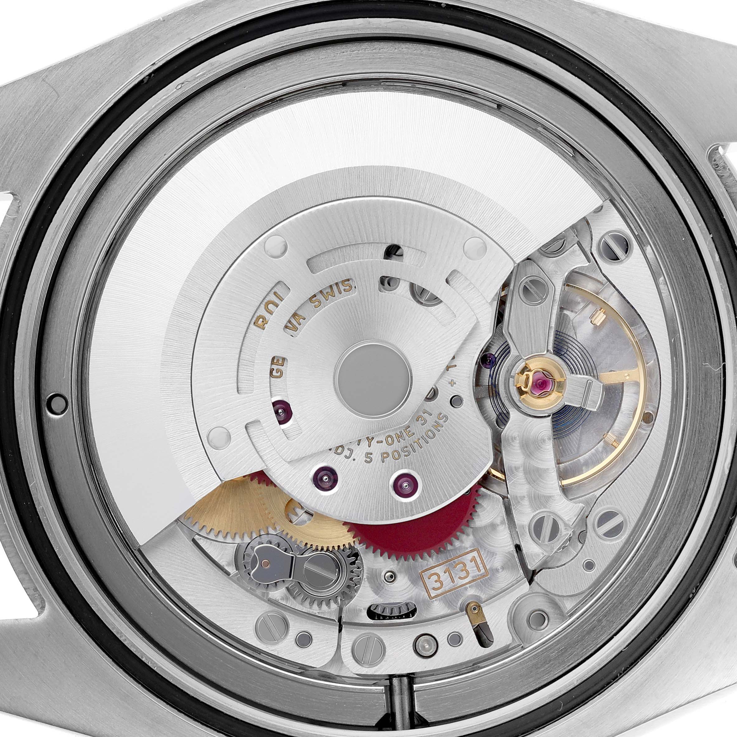 The image shows the inner mechanical movement of a Rolex Air-King 116900 Men's Stainless Steel Black Dial 116900 Men's Stainless Steel Black Dial watch from a top-down angle.