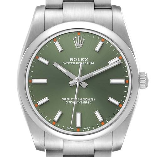 Photo of Rolex Oyster Perpetual Steel Olive Green Dial Mens Watch 114200
