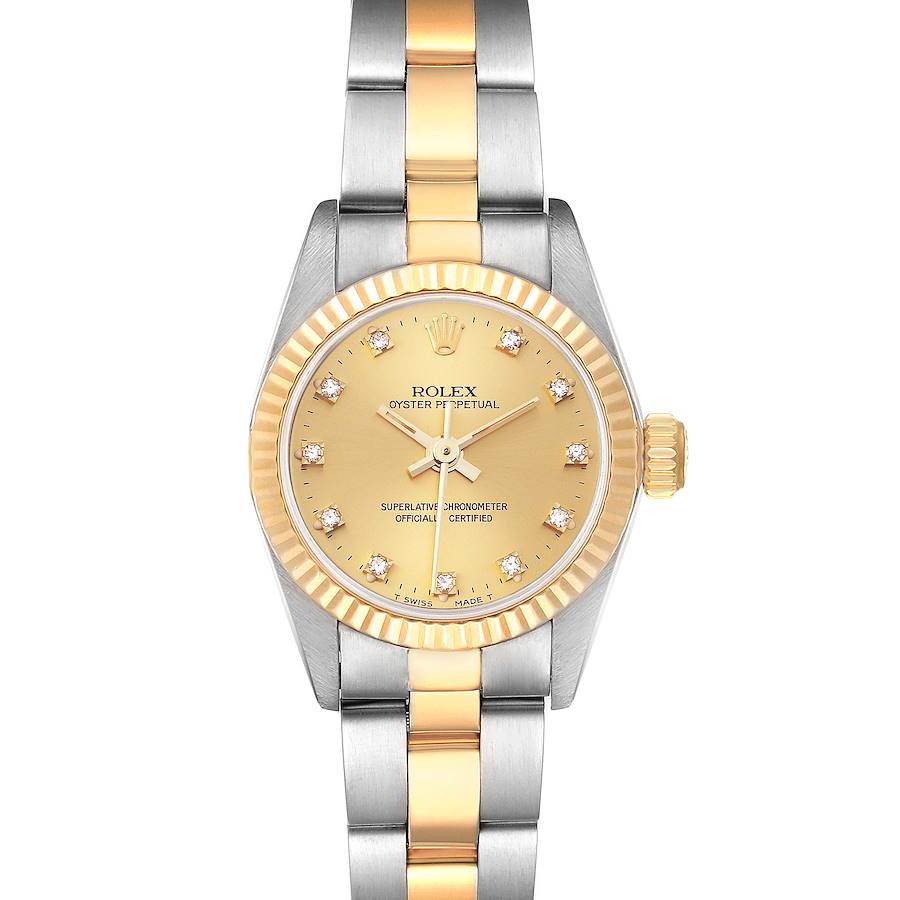 Rolex Oyster Perpetual Steel Yellow Gold Diamond Ladies Watch 67193 Box Papers SwissWatchExpo