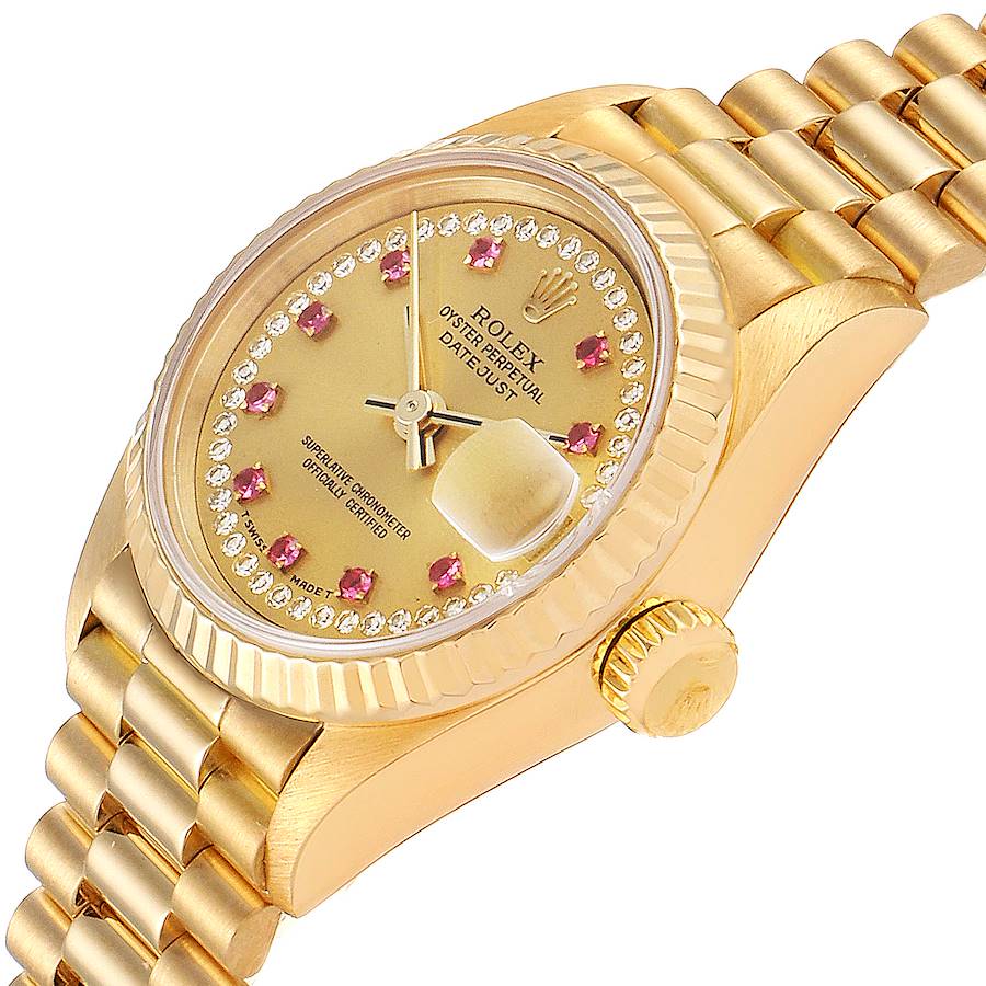 Rolex President Datejust Yellow Gold Diamonds Rubies Ladies Watch 69178 Box Swisswatchexpo 4173