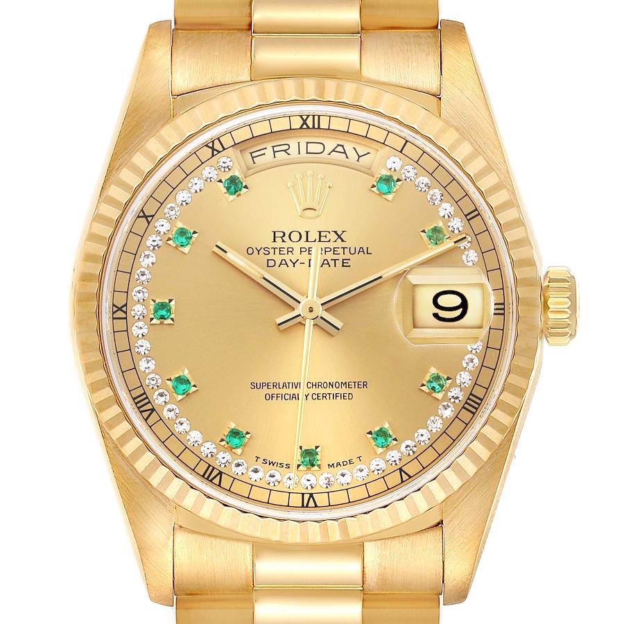 The Rolex Datejust watch is shown from the front, displaying the dial, bezel, bracelet, and crown.