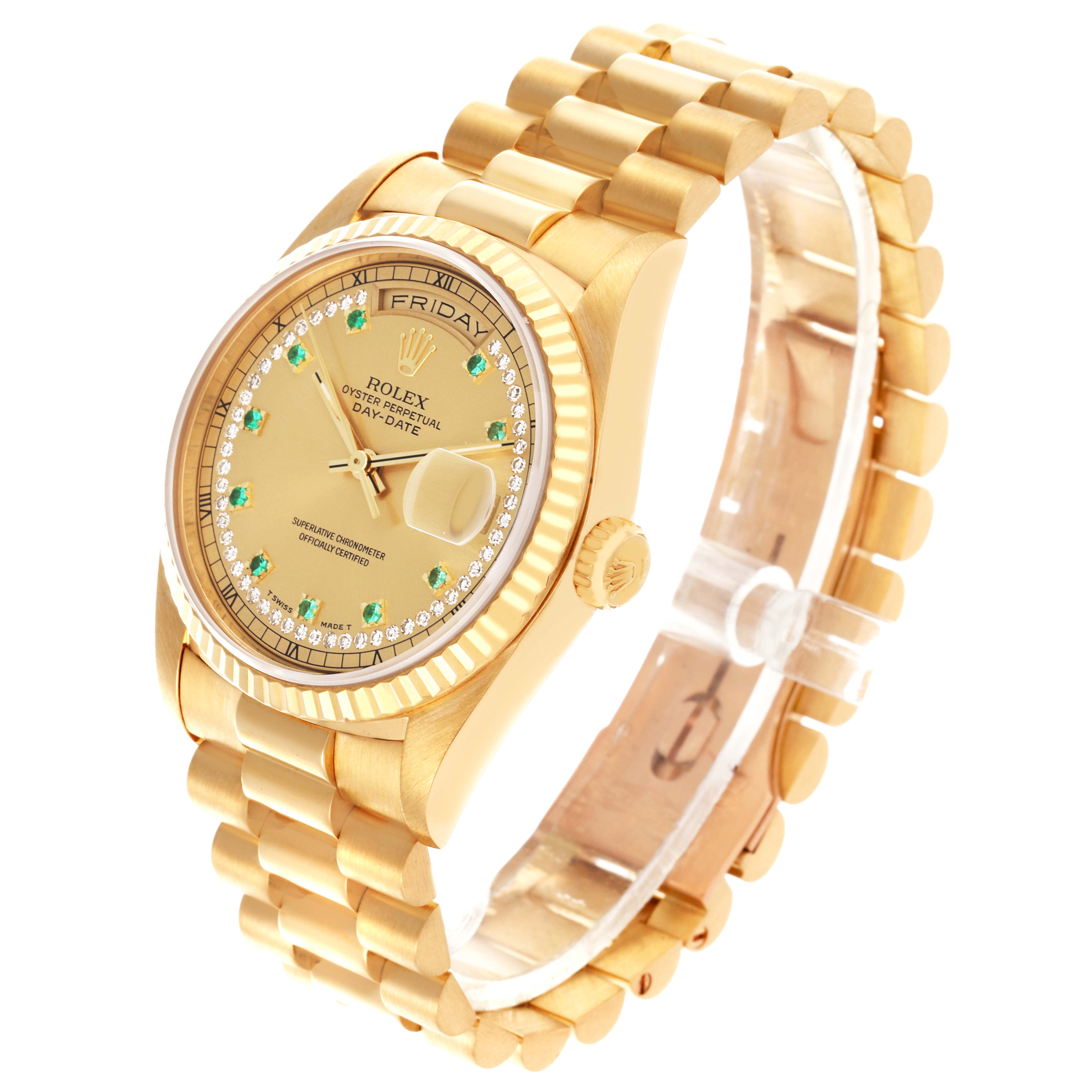 The Rolex Datejust watch is shown at a slight angle, displaying the face, bracelet, and side crown.