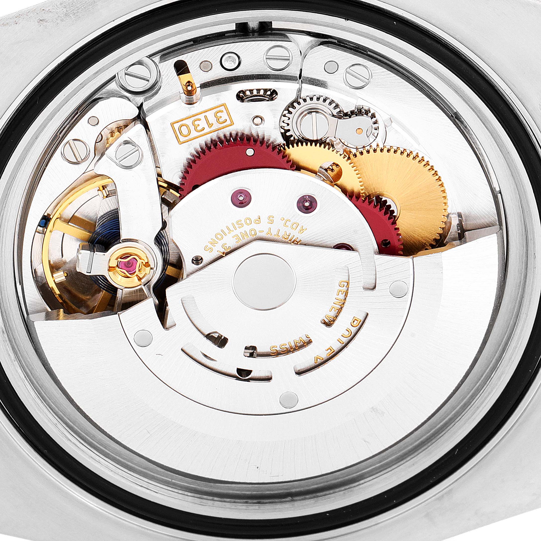 This image shows the intricate internal mechanism of a Rolex Submariner 114060 Men
s Stainless Steel Black Dial 114060 Men
s Stainless Steel Black Dial watch from the back view.