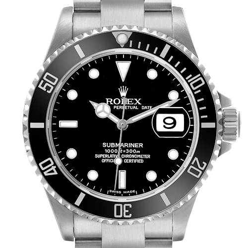 Photo of Rolex Submariner Date Steel Black Bezel Mens Watch 16610 Box Papers