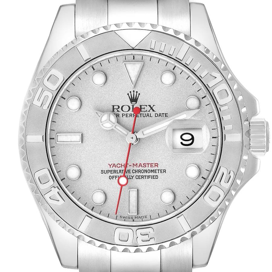 Rolex Yachtmaster Platinum Bezel Steel Mens Watch 16622 Box Papers SwissWatchExpo