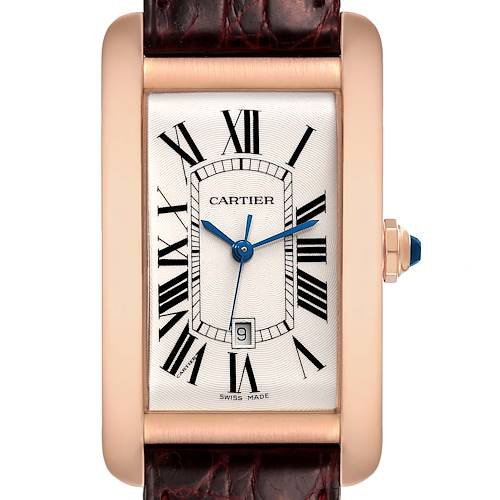 Photo of Cartier Tank Americaine Large Rose Gold Silver Dial Mens Watch W2609156 Box Papers