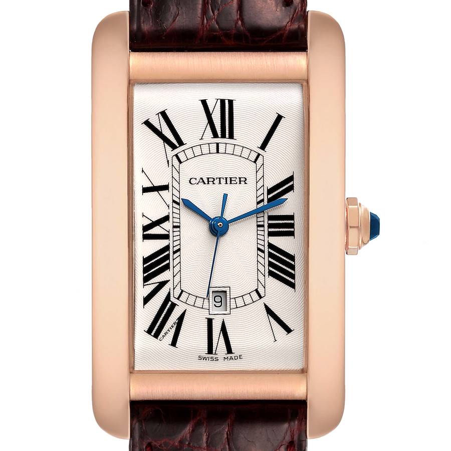 Cartier Tank Americaine Large Rose Gold Silver Dial Mens Watch W2609156 Box Papers SwissWatchExpo