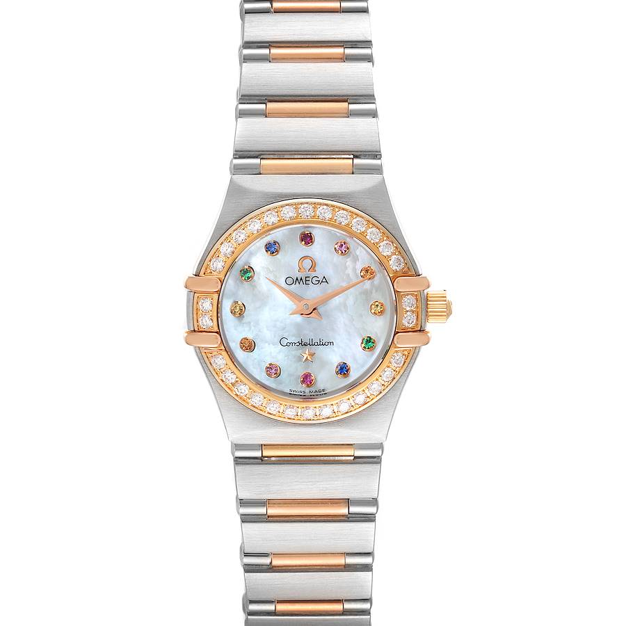 Omega Constellation Iris Steel Rose Gold Multi Stone Ladies Watch 1365.79.00 SwissWatchExpo
