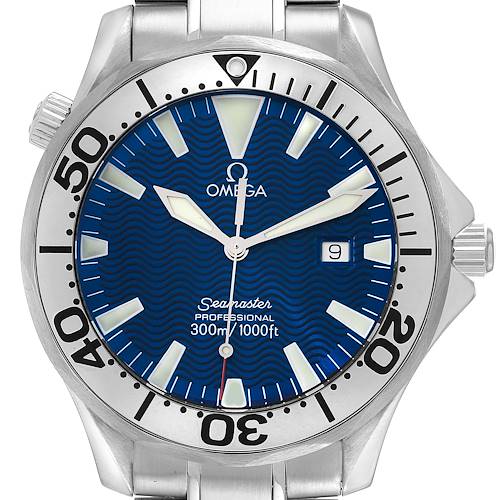 Photo of Omega Seamaster Electric Blue Wave Dial Steel Mens Watch 2265.80.00