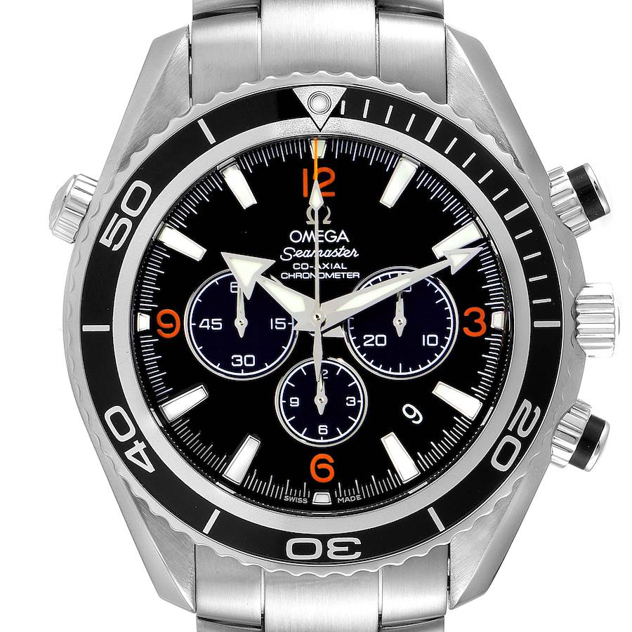 Omega Seamaster Planet Ocean 45 mm Steel Chrono Watch 2210.51.00 Box Card SwissWatchExpo