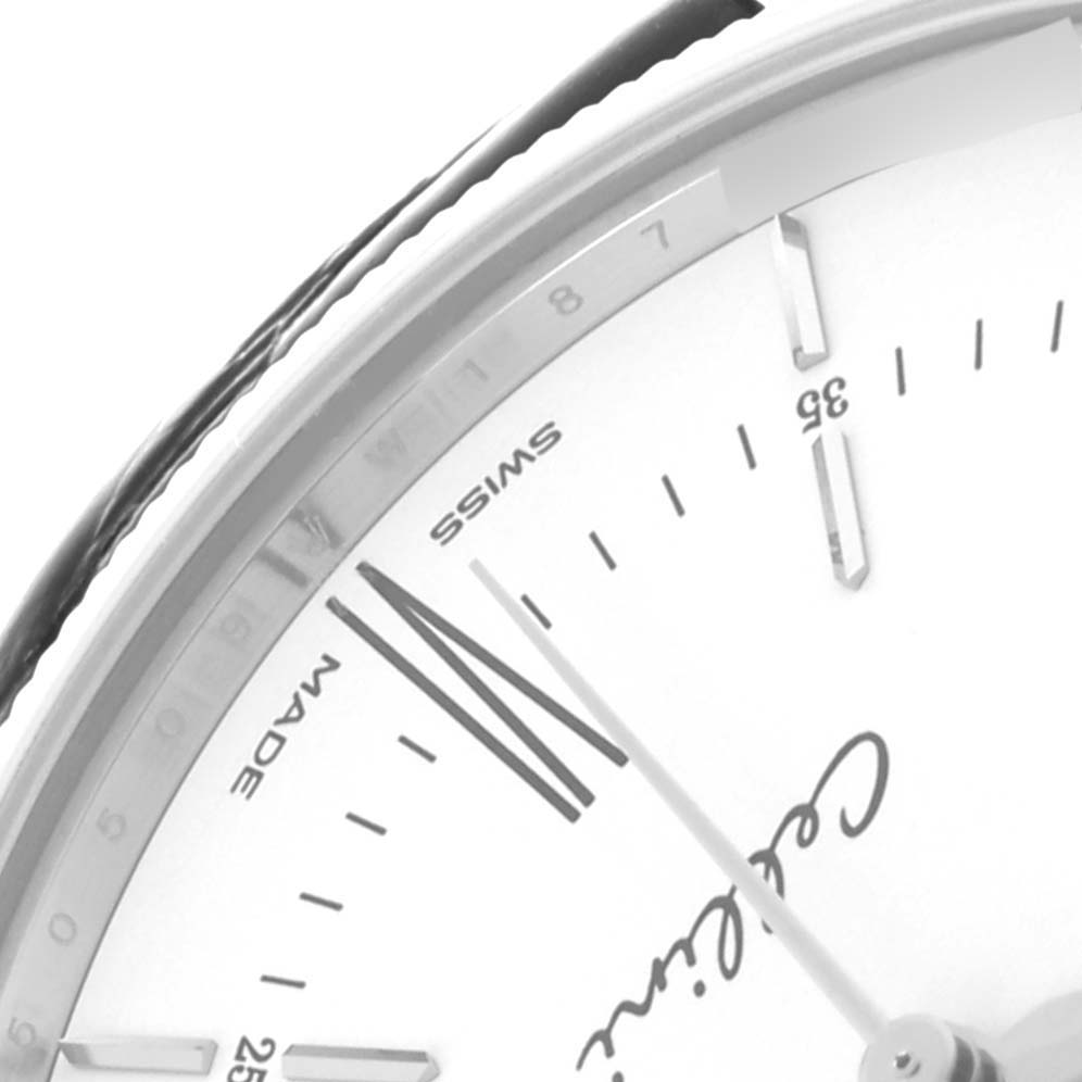 The image shows a partial close-up of the Rolex Cellini 50509 Men's White Gold White Dial 50509 Men's White Gold White Dial watch, focusing on the dial and edge.