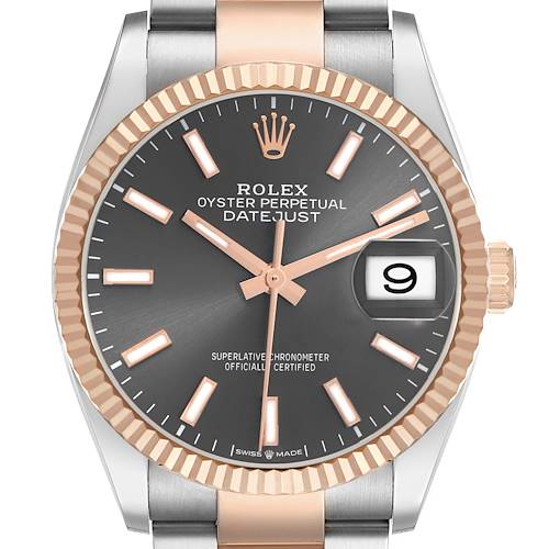 Photo of Rolex Datejust 36 Rhodium Dial Steel Rose Gold Mens Watch 126231 Box Card
