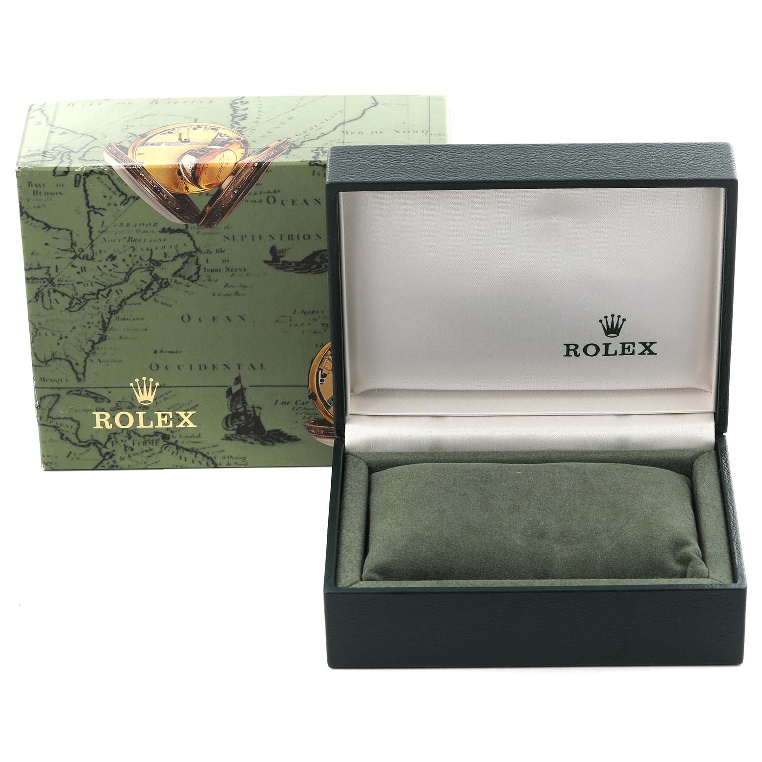 The image shows an open Rolex box and outer packaging, highlighting the presentation of the Mid-Size Rolex watch.