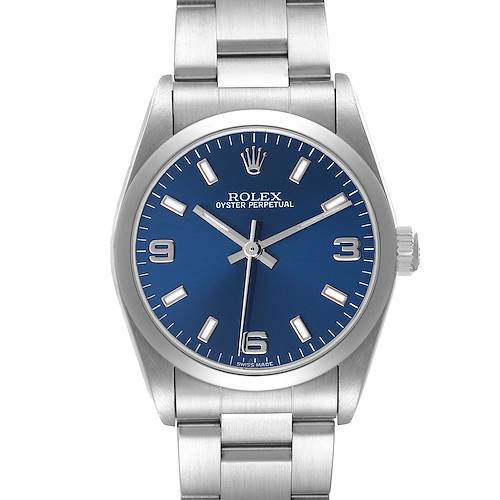 Photo of Rolex Oyster Perpetual 31 Midsize Steel Blue Dial Ladies Watch 77080