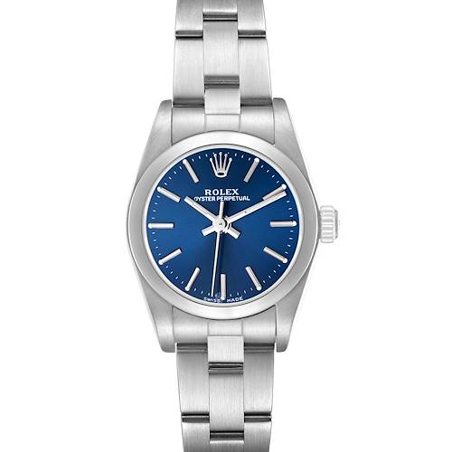 Photo of Rolex Oyster Perpetual Blue Dial Steel Ladies Watch 76080