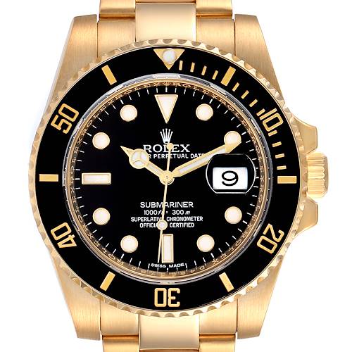 Photo of Rolex Submariner Black Dial 18k Yellow Gold Mens Watch 116618
