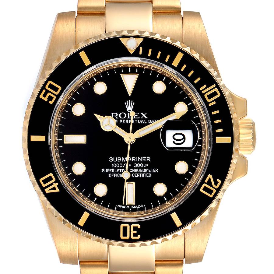 Rolex Submariner Black Dial 18k Yellow Gold Mens Watch 116618 SwissWatchExpo