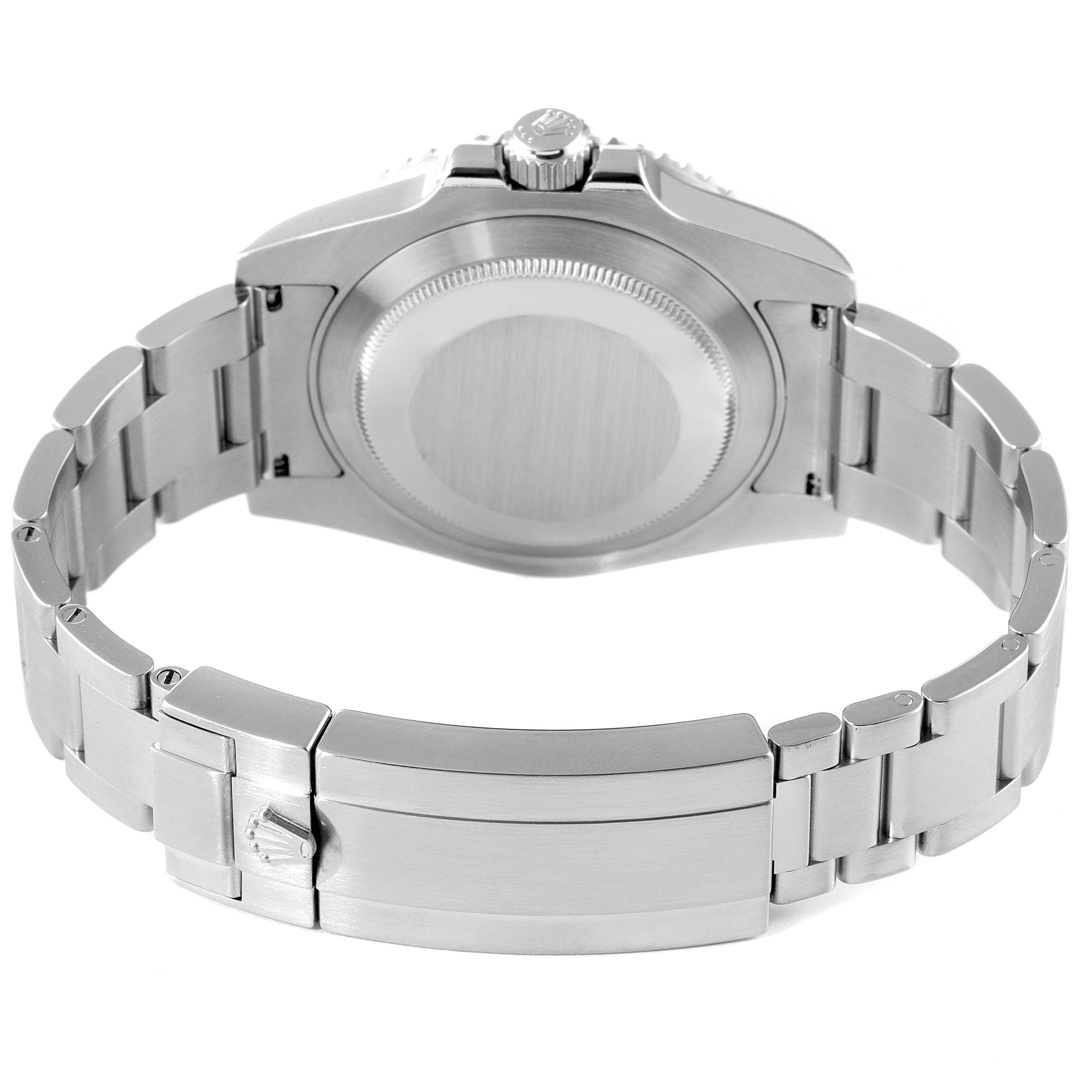 The image shows the back case and bracelet of a Rolex Submariner 116610LV Men
s Stainless Steel Green Dial 116610LV Men
s Stainless Steel Green Dial watch from a rear angle.