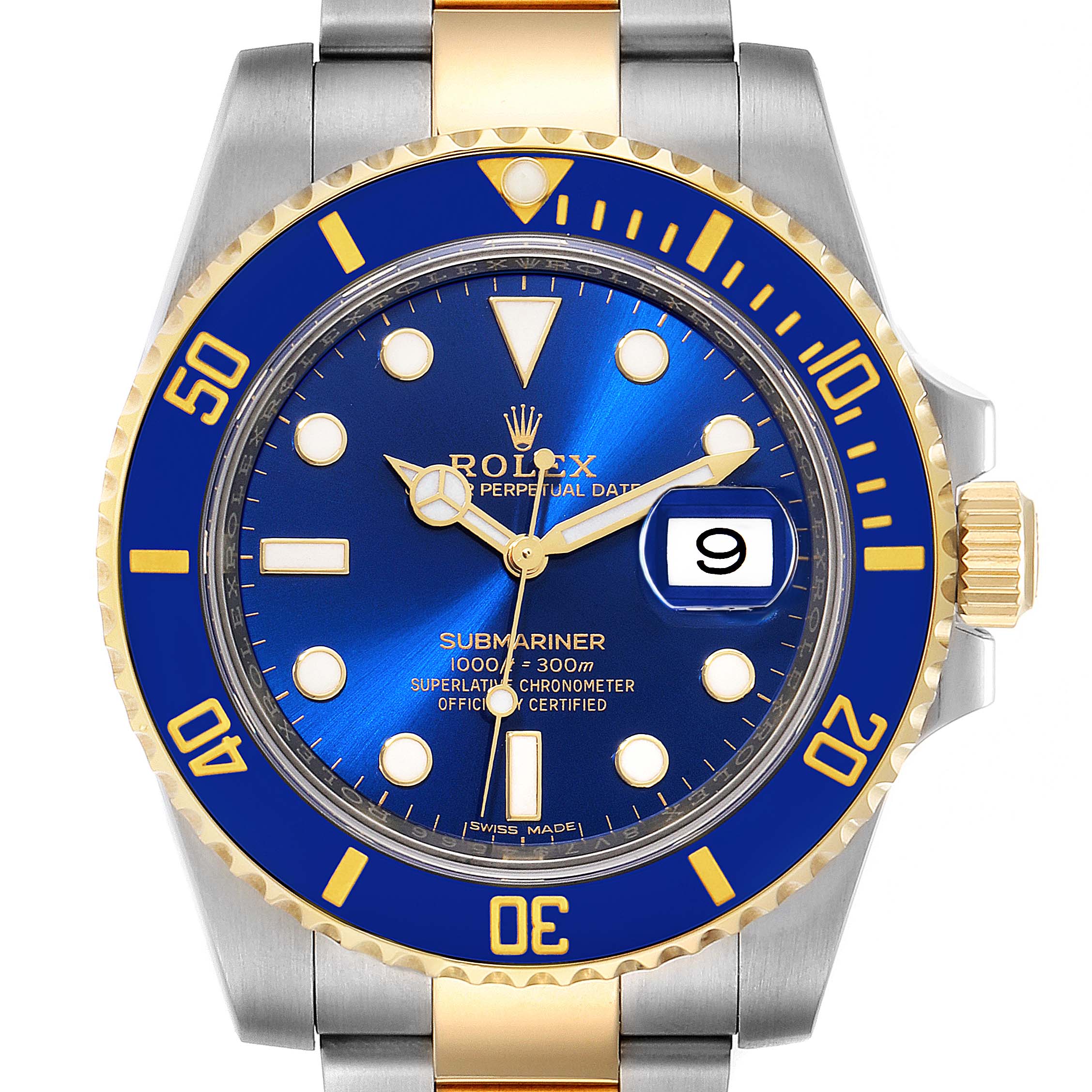 Rolex Submariner Steel Yellow Gold Blue Dial Mens Watch 116613 Unworn ...
