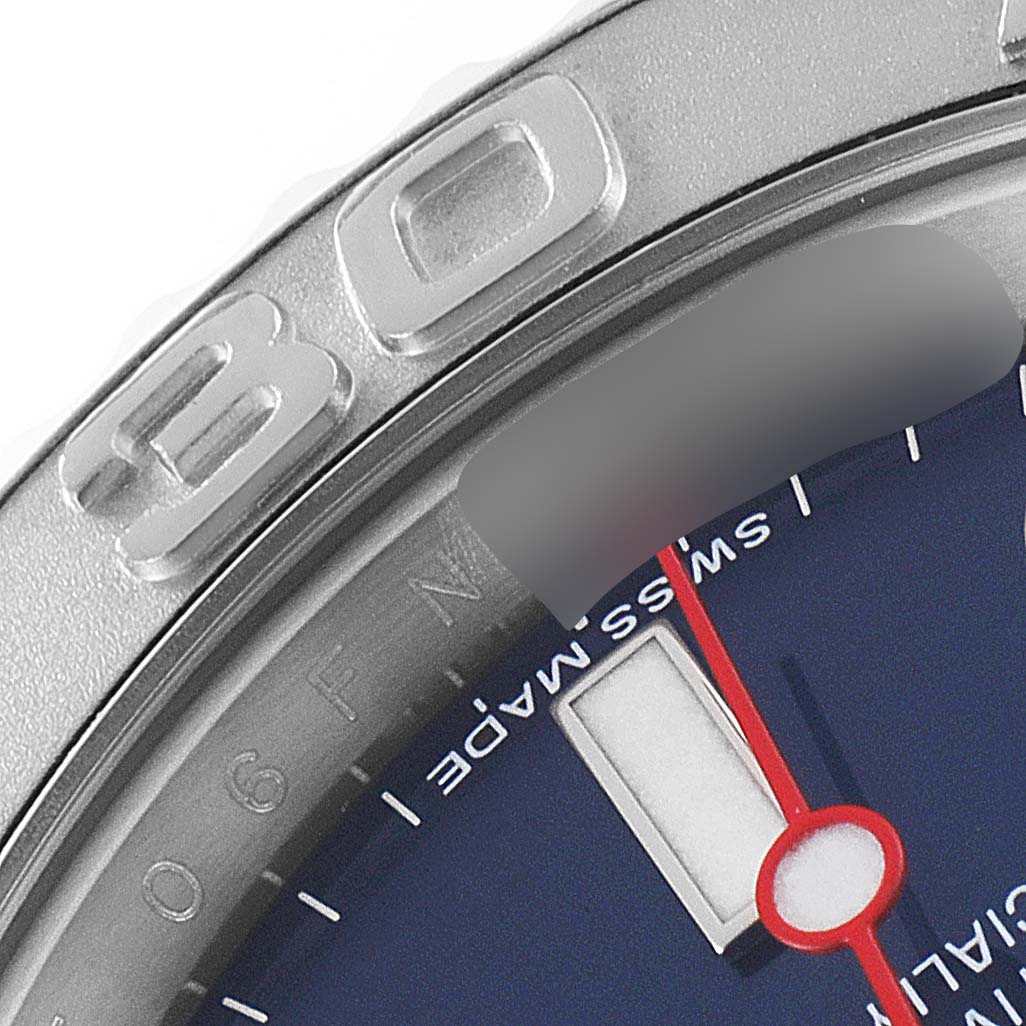 The image shows a close-up of the bezel and part of the dial of the Rolex Yacht-Master 116622 Men's Stainless Steel Blue Dial 116622 Men's Stainless Steel Blue Dial watch.