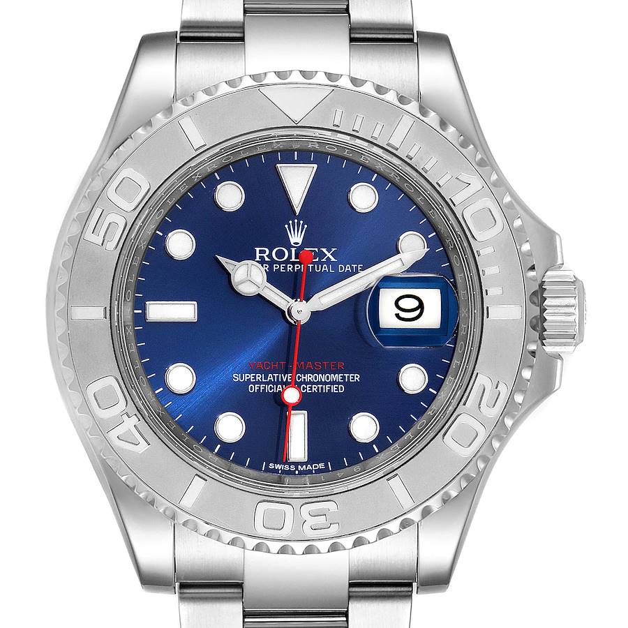 Rolex Yachtmaster 40mm Steel Platinum Blue Dial Mens Watch 116622 Box Card SwissWatchExpo