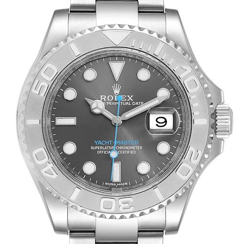 Photo of Rolex Yachtmaster Rhodium Dial Steel Platinum Mens Watch 116622 Unworn