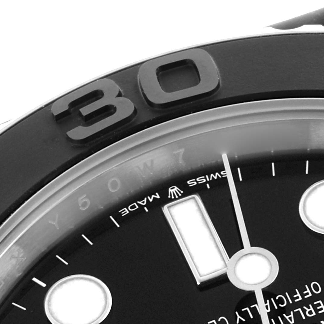 The image shows a close-up angle of the Rolex Yacht-Master 226659 Men's White Gold Black Dial 226659 Men's White Gold Black Dial's dial and bezel, highlighting the "30" numeral.