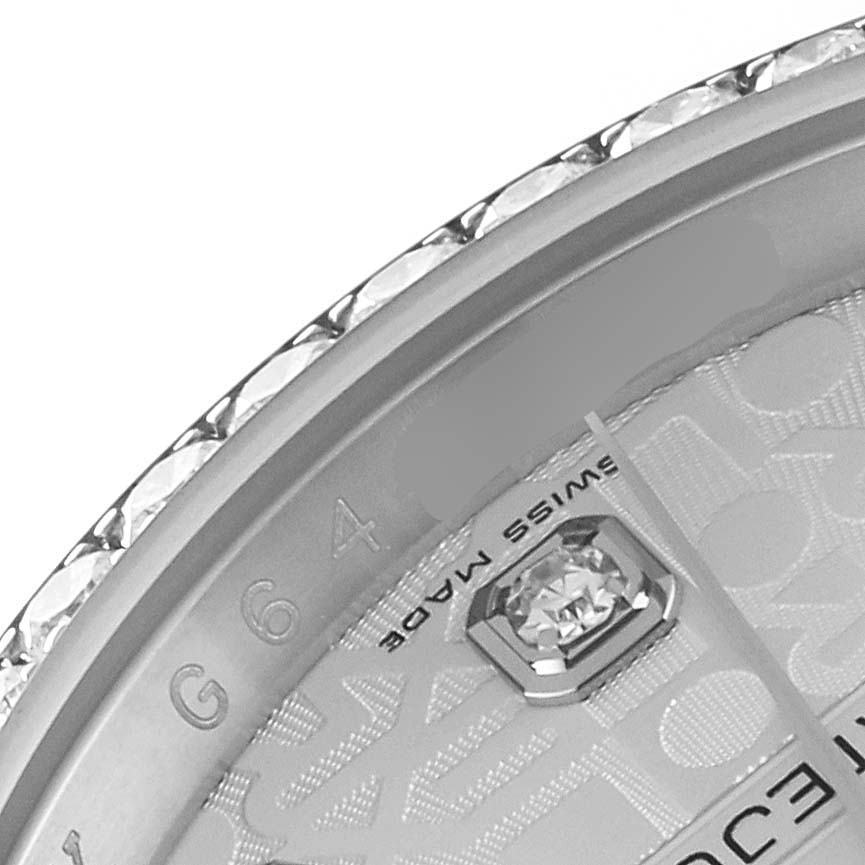 This image shows a close-up of the dial and bezel of a Rolex Datejust 116244 Men's Stainless Steel Silver Dial 116244 Men's Stainless Steel Silver Dial watch.