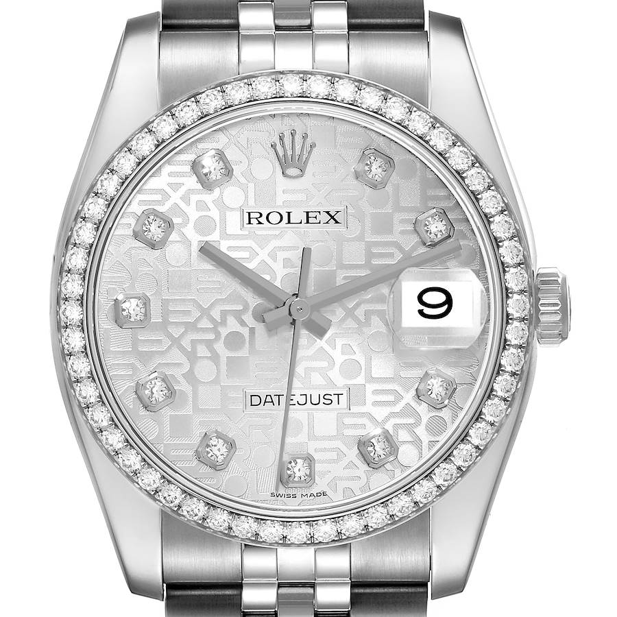 Rolex Datejust Silver Anniversary Diamond Steel Mens Watch 116244 SwissWatchExpo