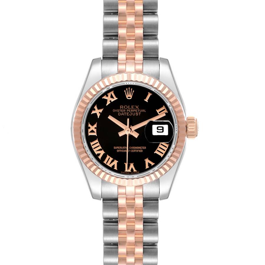 Rolex Datejust Steel Rose Gold Black Dial Ladies Watch 179171 SwissWatchExpo