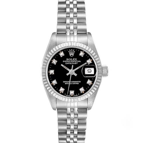 Photo of Rolex Datejust Steel White Gold Black Diamond Dial Ladies Watch 69174 Box Papers