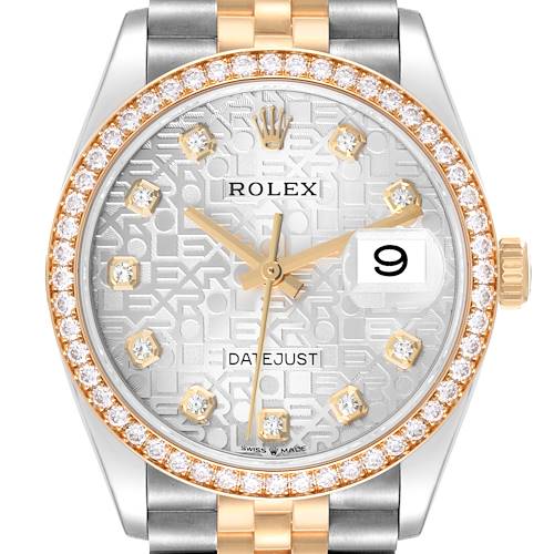 Photo of Rolex Datejust Steel Yellow Gold Anniversary Diamond Mens Watch 126283 Box Card