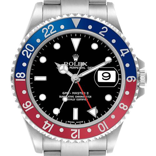 Photo of Rolex GMT Master II Steel Blue Red Pepsi Bezel Mens Watch 16710
