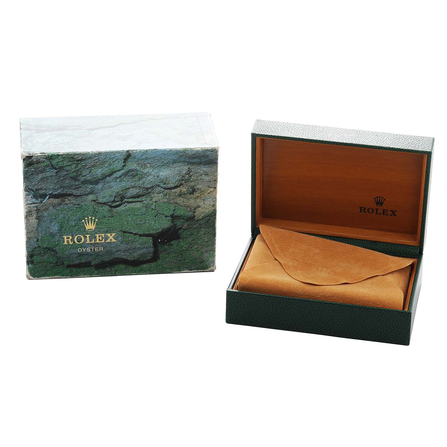 The image shows a Rolex GMT-Master 16710 Men's Stainless Steel Black Dial watch box and cover, with the box open and empty, displaying its lining and branding.