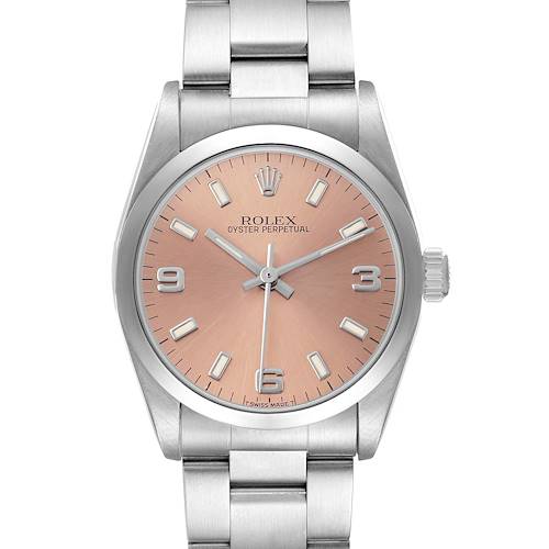 Photo of Rolex Oyster Perpetual Midsize 31 Steel Salmon Dial Ladies Watch 67480