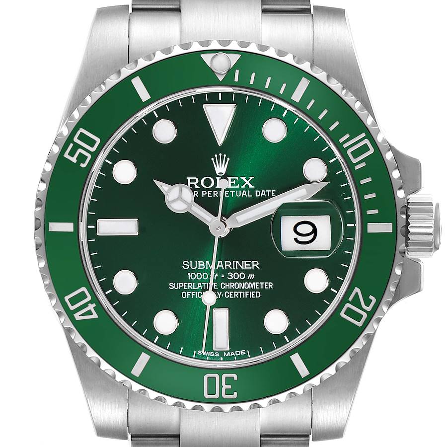 Rolex Submariner Hulk Green Dial Steel Mens Watch 116610LV Box Card SwissWatchExpo