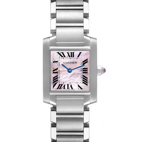 Photo of Cartier Tank Francaise Pink Mother Of Pearl Dial Steel Ladies Watch W51028Q3