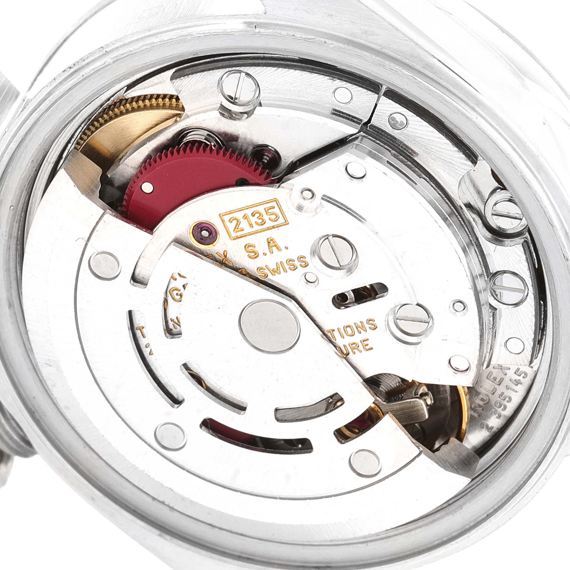 The image shows the internal mechanical movement components of a Rolex Date 79160 Women
s Stainless Steel Blue Dial 79160 Women
s Stainless Steel Blue Dial model watch.