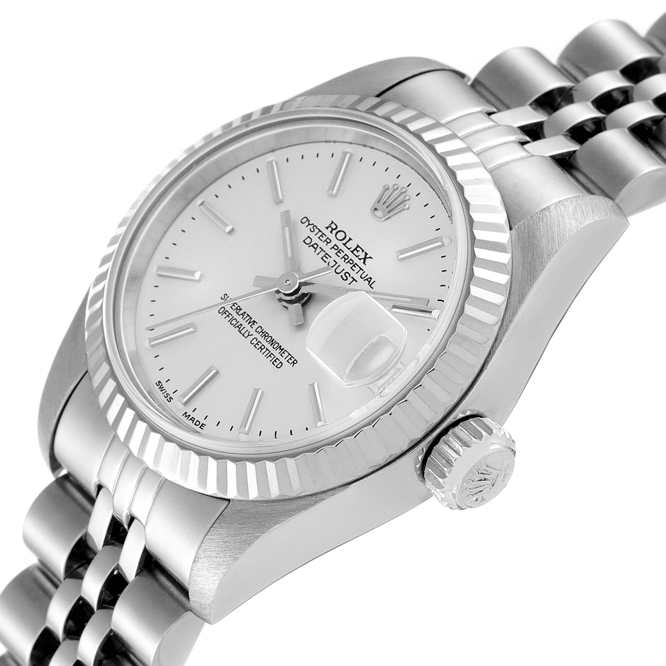 Rolex Datejust 26 Steel White Gold Silver Dial Ladies Watch 79174 ...
